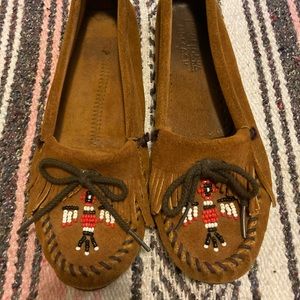 Minnetonka suede slip ons